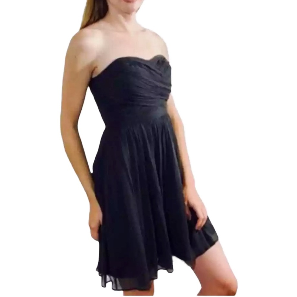 J. Crew— Arabelle Silk Chiffon Strapless Mini Dress, BLACK, size 4
